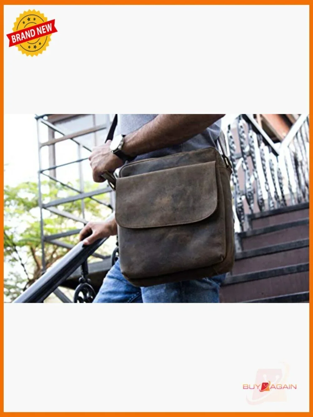 Leather Crossbody Bag Messenger Satchel Tablet Bag 11 Inch Unisex